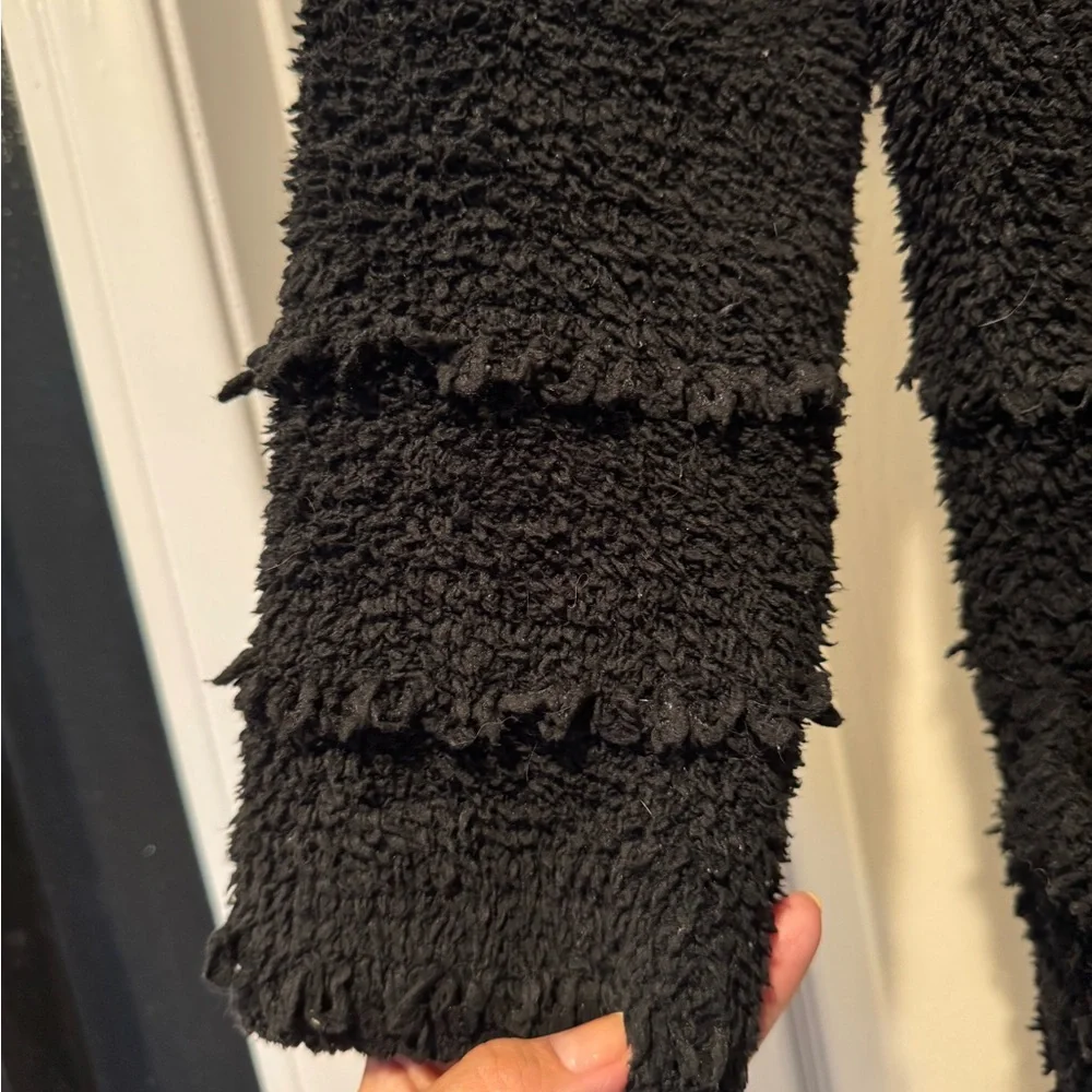 Cozy Black Women's Sweater - Barefoot Dreams Cozychic L - Picture 3 of 7